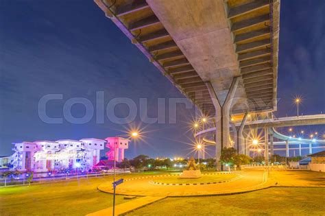 Bhumibol Bridge at night | Stock image | Colourbox