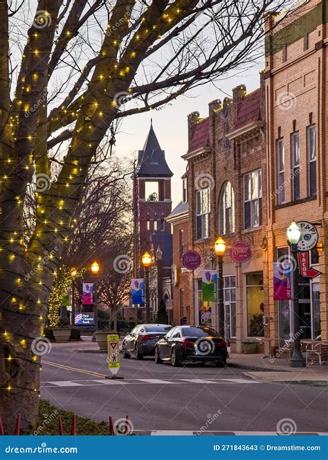 Early Morning in Downtown Old Town Rock Hill Sc Editorial Stock Photo