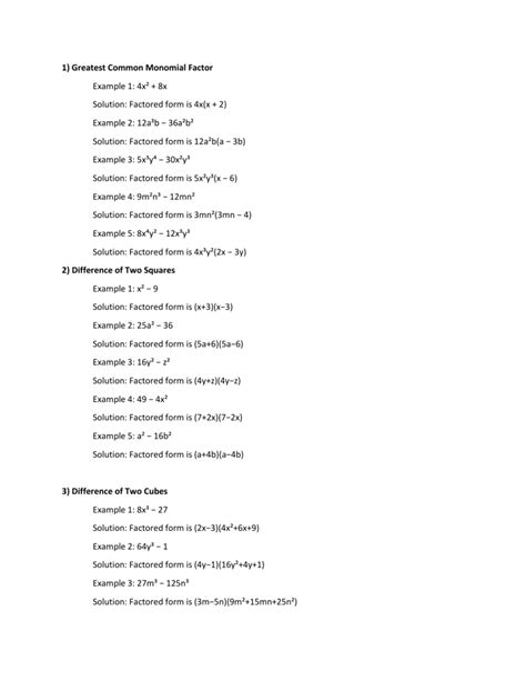 FACTORING POLYNOMIALS SAMPLES