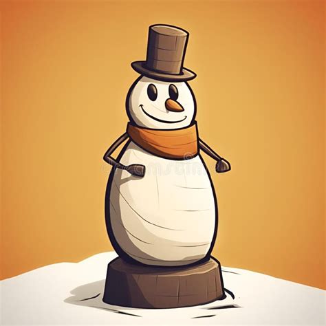 AI Generated Illustration Of A Cheerful Snowman Wearing A Top Hat And A