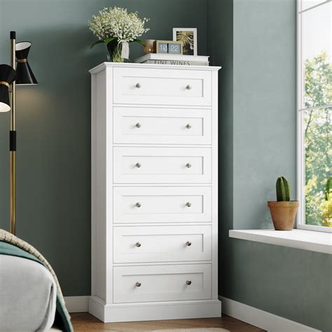 Homfa Drawer White Dresser Tall Chest Of Drawers Storage Cabinet For