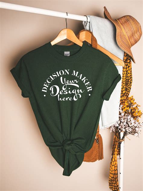 Forest Green Gildan 5000 Mockup Unisex T Shirt Mock Up Etsy