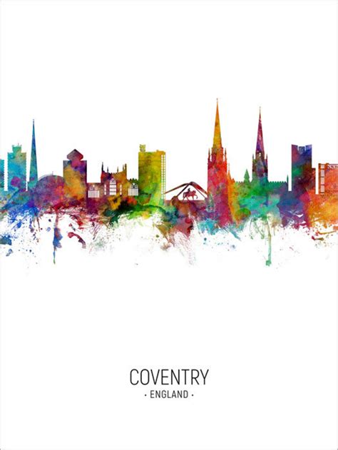 Coventry Skyline Coventry England Cityscape Art Print Poster - Etsy