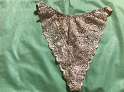 Rare Shiny Vintage High Cut Leg Bikini Lace Eyelet Thong Panties Vtg Panty L