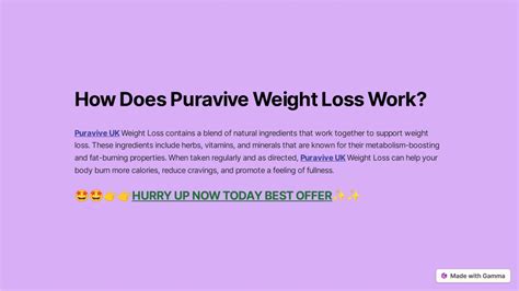 Ppt Puravive Uk Urgent Warning Shocking Customer Weight Loss Facts