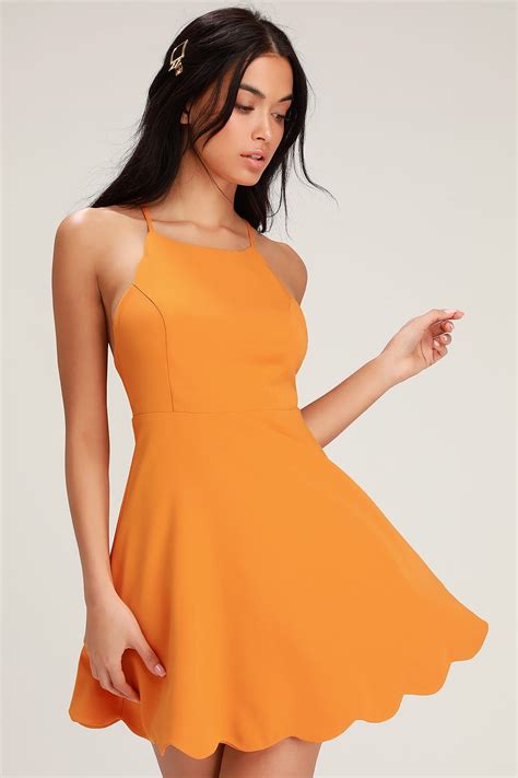 Orange Hoco Dress Short Formal Approach