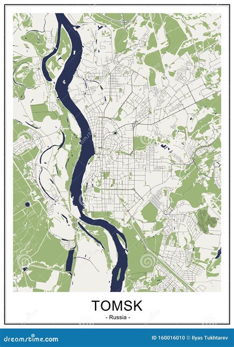 Map of the City of Tomsk, Russia Stock Illustration - Illustration of ...