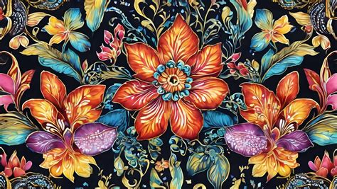 Batik Flowers Pattern Background Free Stock Photo - Public Domain Pictures