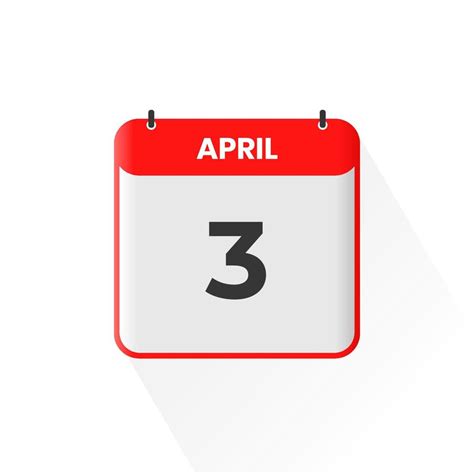 3rd April calendar icon. April 3 calendar Date Month icon vector ...