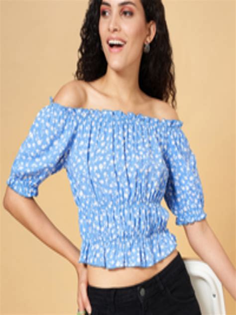 Buy Yu By Pantaloons Floral Print Off Shoulder Bardot Crop Top Tops