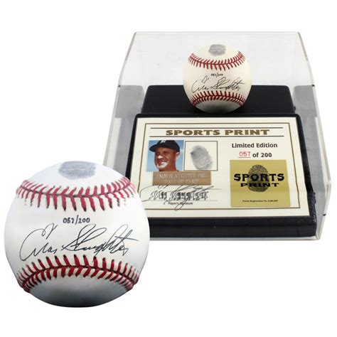 Enos Slaughter Signed Le Onl Baseball With Thumbprint With Display Case