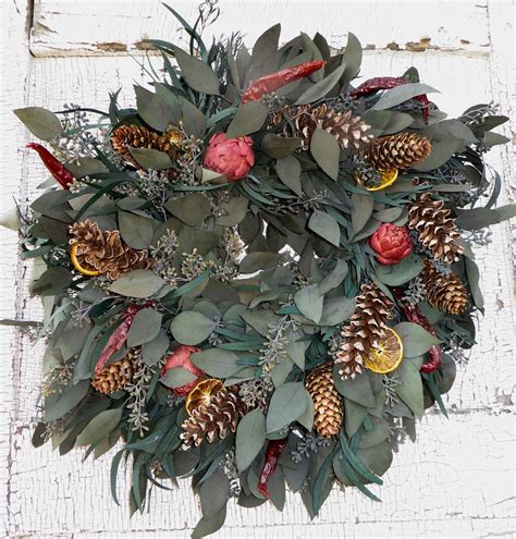 Preserved Eucalyptus Wreath Holiday Wreath Holiday Etsy Dried