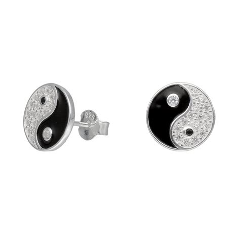 Aro Yin Yang Esmaltado Circones Aros Apegado Micro Circ N