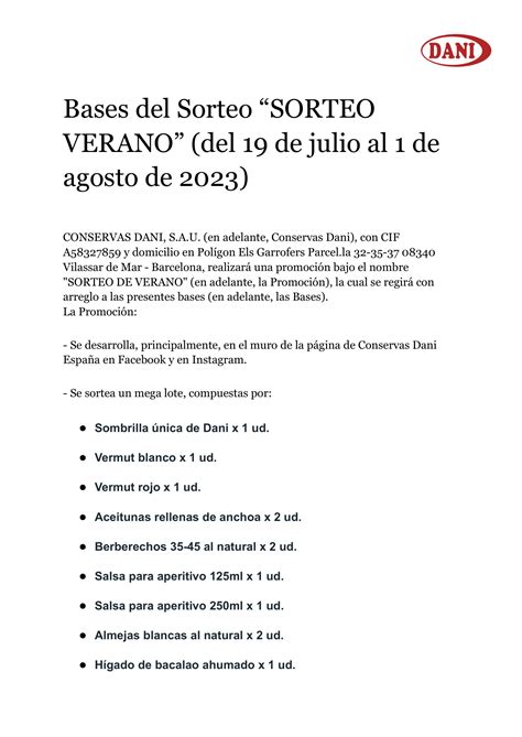 Bases Legales Sorteo Verano Docx Pdf Docdroid