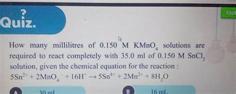 How Many Millilitres Of Mkmno Solutions Are Required To React Comp