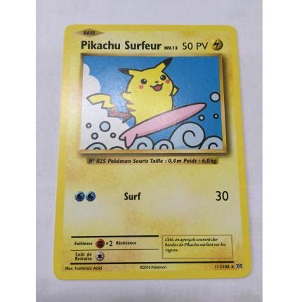 Carte Pok Mon Pikachu Surfeur Rare Secr Te Xy Evolutions