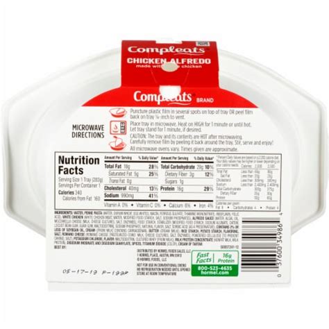 Hormel® Compleats® Chicken Alfredo Microwave Meal, 10 oz - Smith’s Food ...