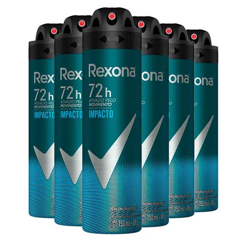 Kit Desodorante Aerosol Rexona Men Impacto 150ml 6 Unidades Lojas Rede