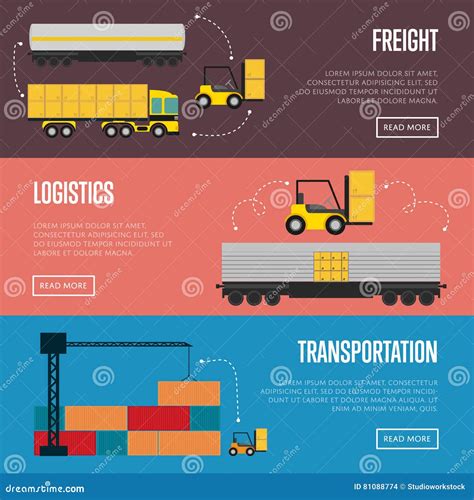 Logistics and Transportation Banner Set Stock Vector - Illustration of ...