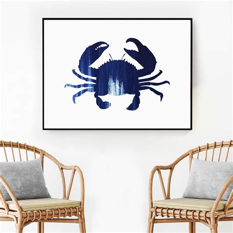 Crab Print Crab Wall Art Tropical Wall Decor Nautical Wall Etsy