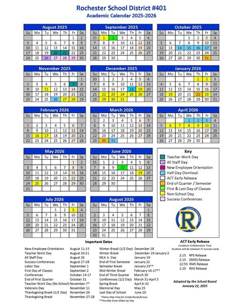 📅 2025-26 Academic Calendar... - Rochester School District | Facebook