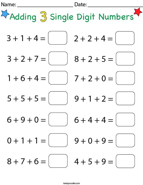 Free single digit math worksheet, Download Free single digit math ...