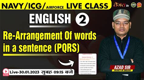 Join English Pqrs Live Class For Navy Icg Airforce X Y Group Exam