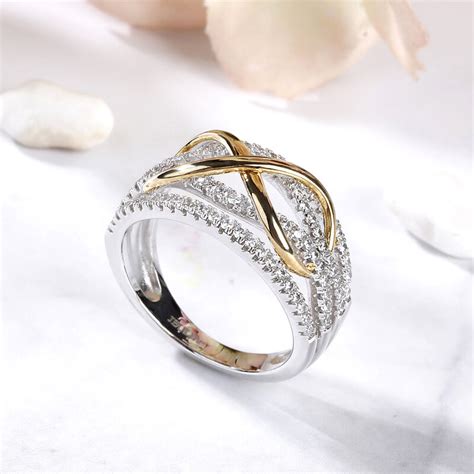 Jeulia Two Tone Infinity Sterling Silver Women S Band Jeulia Jewelry