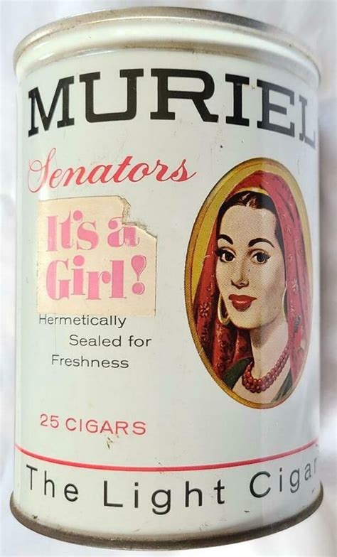 Vintage Muriel Senators ITS A GIRL Cigar Tin Empty W Paper Label For 25