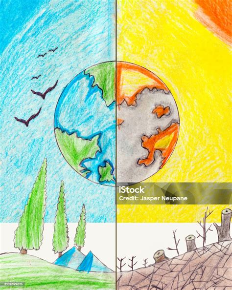 Vetores de Crayon Desenho Infantil Para O Dia Mundial Do Meio Ambiente ...