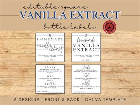 Vanilla Extract Labels Vanilla Extract Homemade Vanilla Tags For