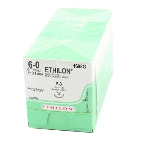 Ethilon® Nylon Black Monofilament Suture 6 0 P 3 Precision Point