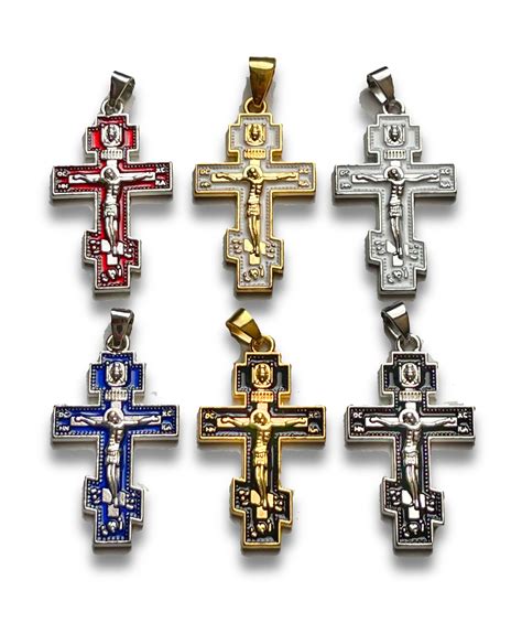 Orthodox Crosses with Color Enamel (6 Styles) — Orthodox Depot