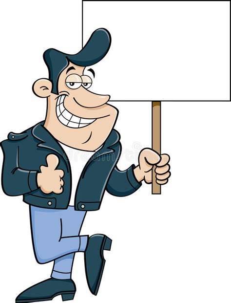 Cartoon Holding Up Sign