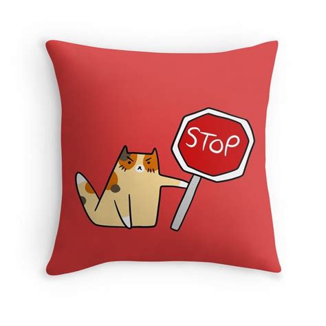 Stop Sign Cat | Cat signs, Cat throw pillow, Cat throw