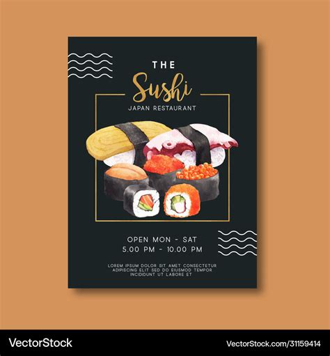 Promotion Poster For Sushi Restaurant Simple Vector Image