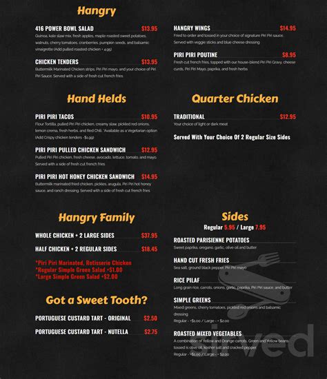 Hangry Chicken Menu In Burlington Ontario Canada