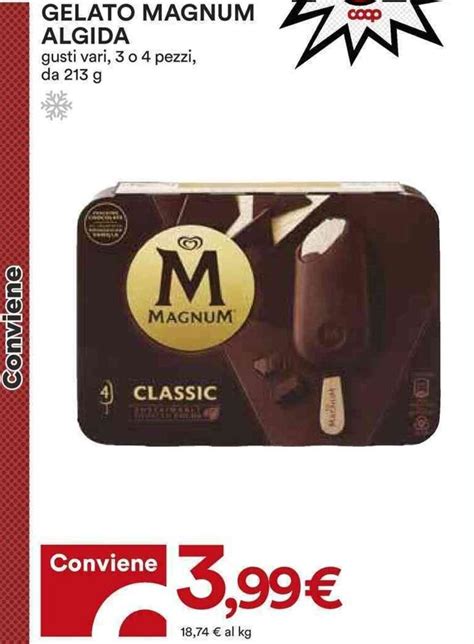 Offerta GELATO MAGNUM ALGIDA 3 O 4 Pezzi Da 213 G Di Coop