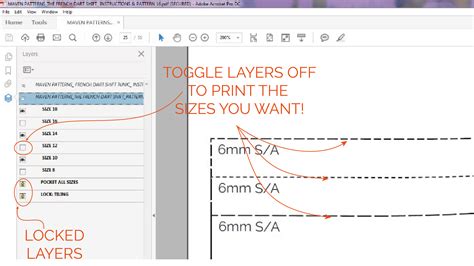 How to use the Layers Feature when printing PDF patterns - Maven Patterns
