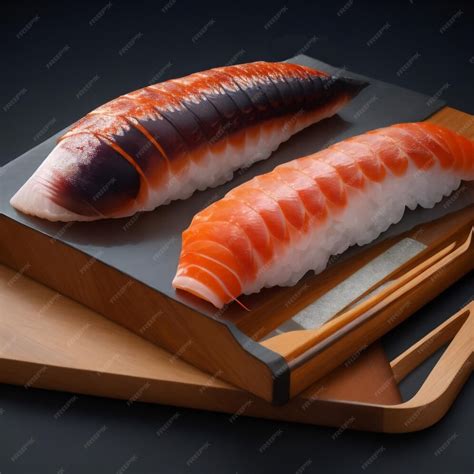 Premium Ai Image Sushi Illustration Close Up Of Sashimi Sushi Set