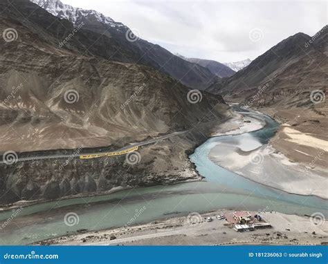 Confluence Of Indus And Zanskar Rivers In Ladakh Royalty Free Stock