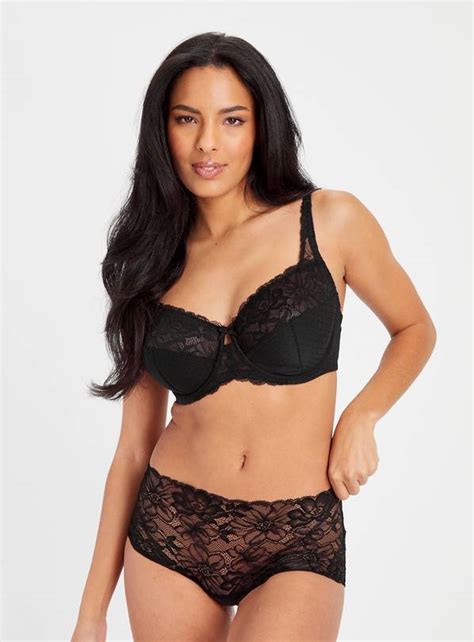 Buy Dd Black Floral Lace Padded Bra 42gg Bras Tu