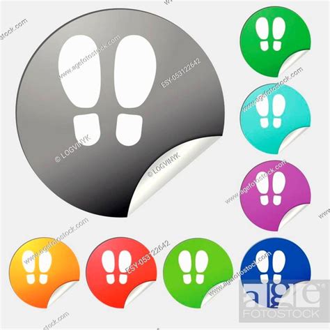 Food Step Icon Sign Set Of Eight Multi Colored Round Buttons Stickers