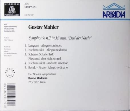 Mahler Symphony No 7 Vienna Symphony Orchestra Bruno Maderna Live