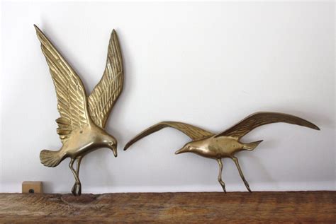 Vintage Brass Flying Birds Pair Of Wall Hanging Brass Etsy Vintage Brass Birds Flying Birds