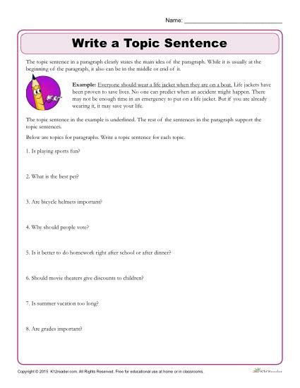 Find The Topic Sentence Esl Worksheet By Ajarng Worksheets Library