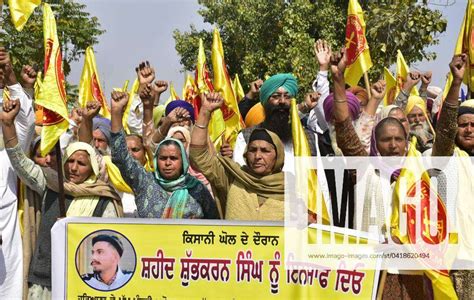 Amritsar India February 29 Farmers Raise Slogans During A Protest