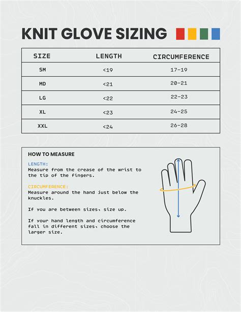 Knit Gloves Size Chart – showerspassuk