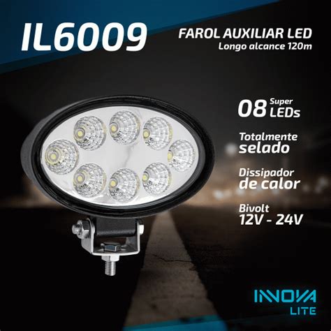 Farol Auxiliar Led Longo Alcance Led S Oval Innovalite