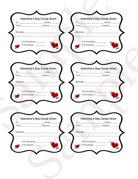 Valentines Day Candy Gram Template Etsy